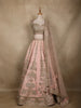 Baby Pink Heavy Embroidered Design Raw Silk Bridal Lehenga