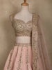 Baby Pink Heavy Embroidered Design Raw Silk Bridal Lehenga