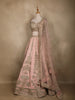 Baby Pink Heavy Embroidered Design Raw Silk Bridal Lehenga