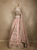 Baby Pink Heavy Embroidered Design Raw Silk Bridal Lehenga