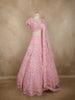 Baby Pink Heavy Sequins and Beads Embroidered Design Net Lehenga With Dupatta