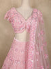 Baby Pink Heavy Sequins and Beads Embroidered Design Net Lehenga With Dupatta