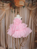 Baby Pink Layered Ruffle Design Crushed Kids Frock with Floral Bodice