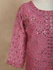 Baby Pink Mirror Embroidered Design Georgette Kids Palazzo Suit