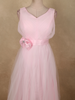 Baby Pink Pleated Design Net Party Wear Gown with Bow Waist Detail