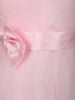 Baby Pink Pleated Design Net Party Wear Gown with Bow Waist Detail