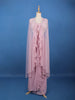 Baby Pink Sequin Embellished Cape Style Draped Georgette Skirt Top - Diadem