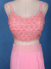 Baby Pink Sequin Embroidered Georgette Skirt Top with Net Cape Dupatta - Diadem