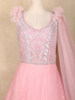 Baby Pink Sequin Embroidered Net Gown with One-Shoulder Dupatta