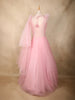Baby Pink Sequin Embroidered Net Gown with One-Shoulder Dupatta
