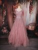Baby Pink Sequins Embellished Design Net Ball Gown