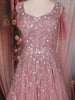 Baby Pink Sequins Embellished Design Net Ball Gown
