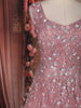 Baby Pink Sequins Embellished Design Net Ball Gown