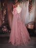 Baby Pink Sequins Embellished Design Net Ball Gown