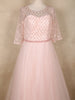 Baby Pink Sequins Embellished Design Net Gown