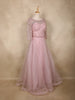 Baby Pink Sequins Embellished Design Net Gown