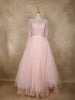 Baby Pink Sequins and Beads Design Net Gown
