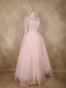 Baby Pink Sequins and Beads Design Net Gown