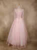 Baby Pink Sequins and Beads Design Net Gown