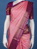 Baby Pink Floral Design Zari Border Silk Saree - Diadem