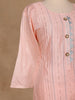 Baby Pink Floral Embroidered Cotton Salwar Suit - Diadem