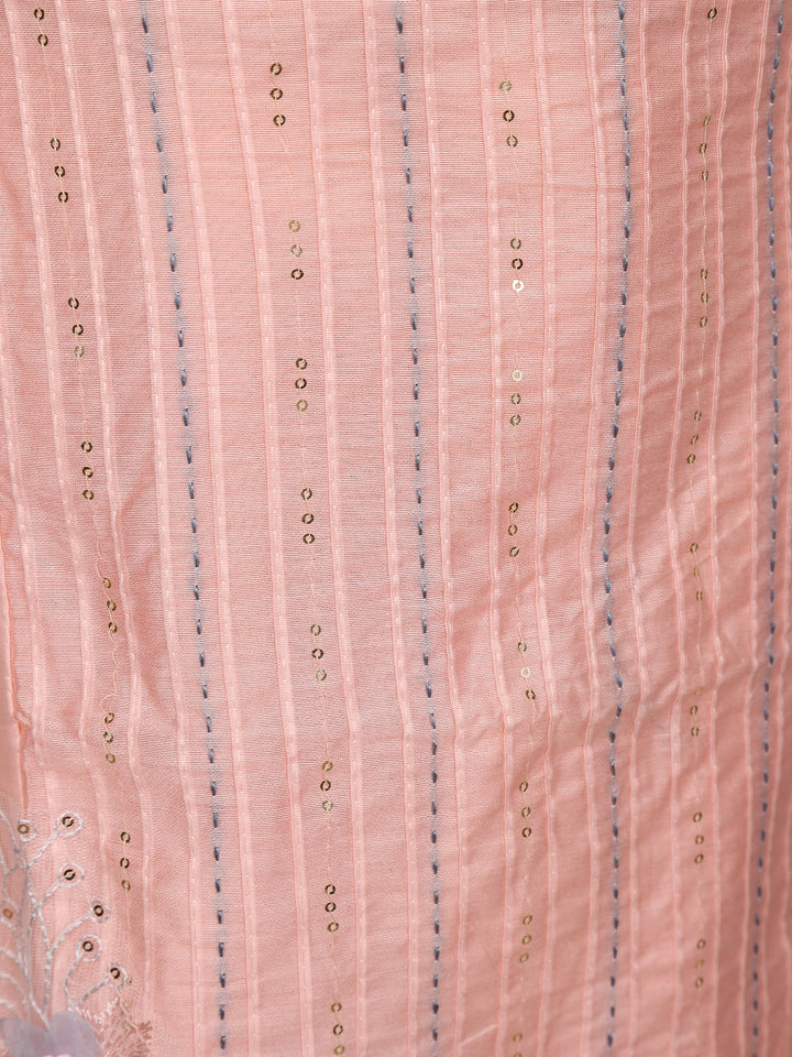 Baby Pink Floral Embroidered Cotton Salwar Suit - Diadem
