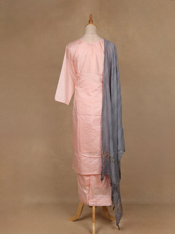 Baby Pink Floral Embroidered Cotton Salwar Suit - Diadem