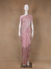 Baby Pink Floral Designed Organza Designer Saree