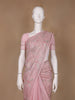 Baby Pink Floral Designed Organza Designer Saree