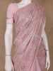 Baby Pink Floral Designed Organza Designer Saree