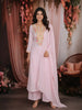 Baby Pink Floral Embroidered Cotton Salwar Suit with Dupatta