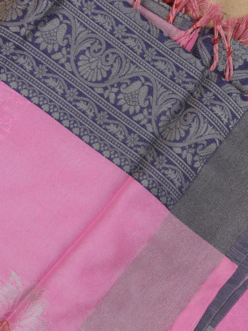 Baby Pink Geometric Diamond Designed Silk Saree - Diadem
