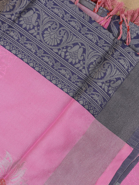 Baby Pink Geometric Diamond Designed Silk Saree - Diadem