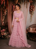 Baby Pink Heavy Sequins and Beads Embroidered Design Mermaid Net Lehenga With Dupatta