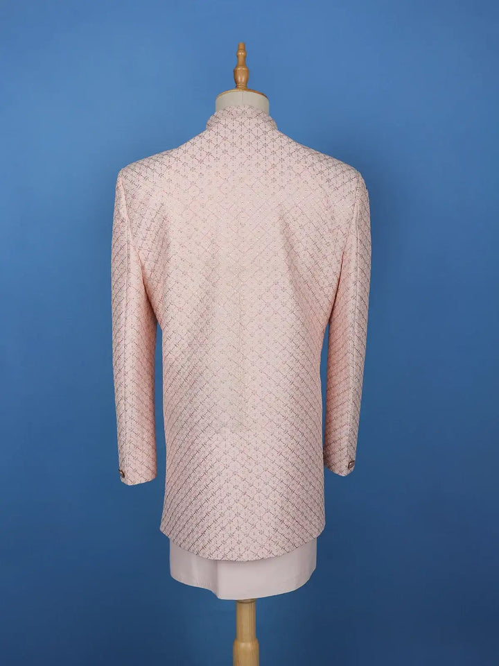 Baby Pink Sequin Embroidered Ikart Sherwani Suit - Diadem
