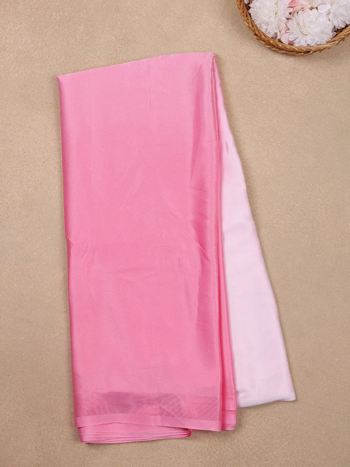 Baby Pink Solid Design Satin Saree - Diadem
