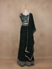 Bottle Green Net Sequins And Floral Embroidery Bridesmaid Lehenga - Diadem