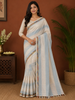 Beige Abstract Woven Design Cotton Saree with Woven Border