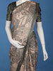 Beige And Green Floral Printed Semi Tussar Saree