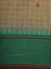 Beige Checked Design Cotton Saree with Green Temple Border