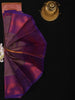 Beige Floral Butta Design Soft Silk Saree with Contrast Purple Zari Border