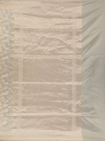 Beige Floral Design Banarasi Silk Saree - Diadem