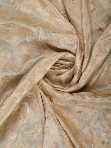 Beige Floral Design Banarasi Silk Saree - Diadem