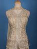 Beige Floral Design Organza Palazzo Suit