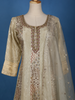 Beige Floral Design Silk Gown