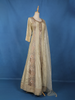 Beige Floral Design Silk Gown