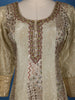 Beige Floral Design Silk Gown