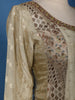 Beige Floral Design Silk Gown