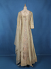 Beige Floral Design Silk Gown