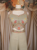 Beige Floral Embroidered Design Chiffon Palazzo Suit